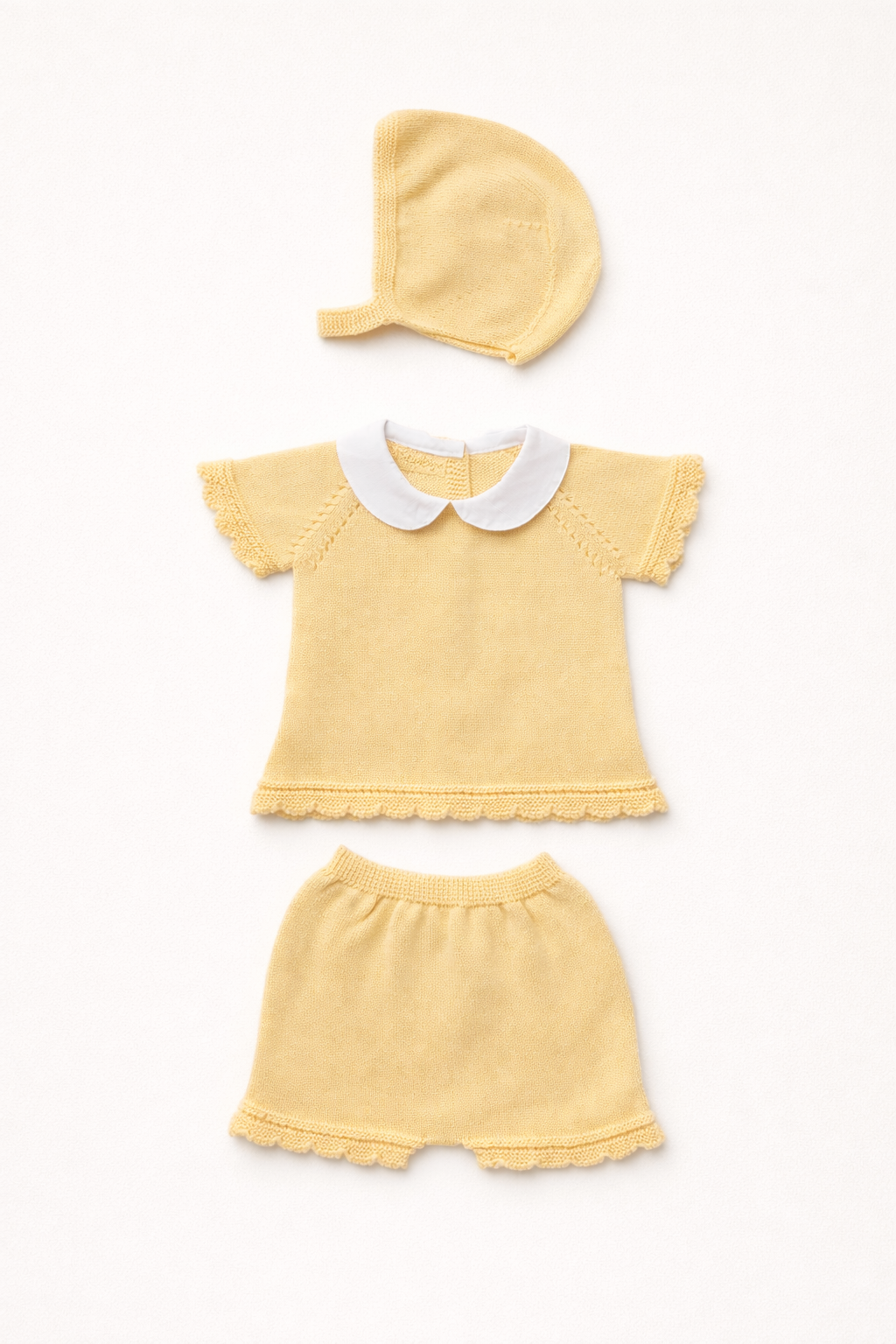 Leo Baby Knit Set - Butter Yellow with Bonnet