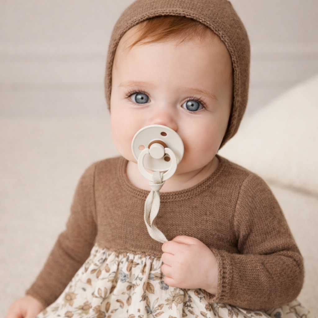Camila 3-Piece Baby Outfit - Brown-Pink Knit with Floral Dress & Bloomers