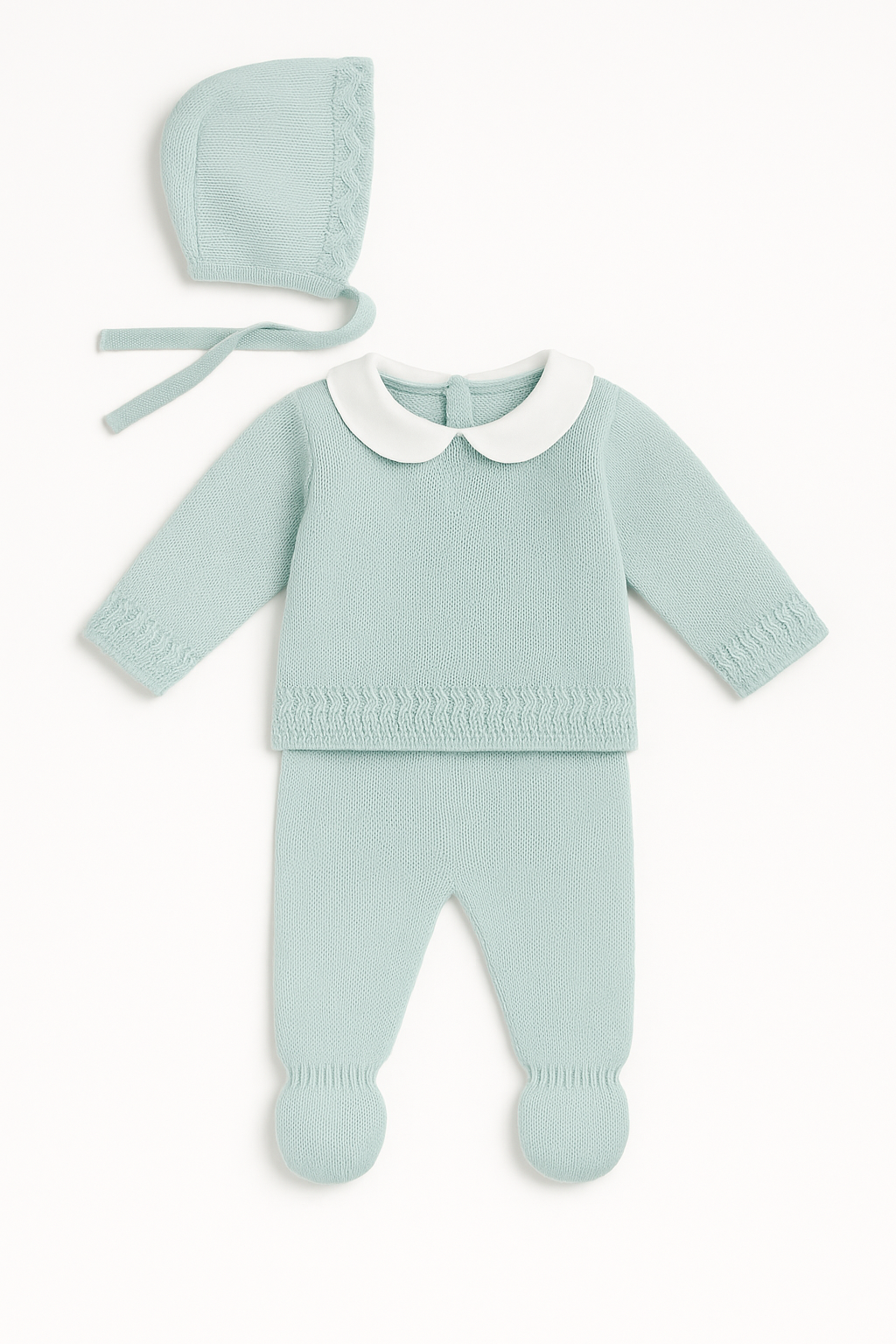 Mare Baby Knit Set - Sage Green with Bonnet