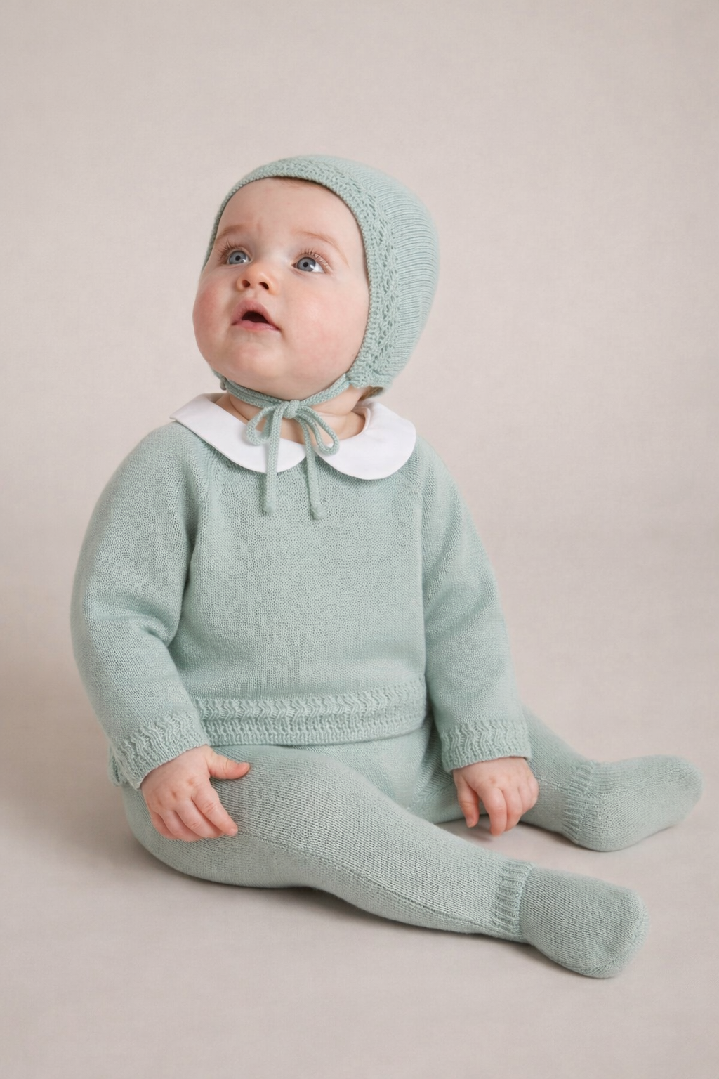 Mare Baby Knit Set - Sage Green with Bonnet