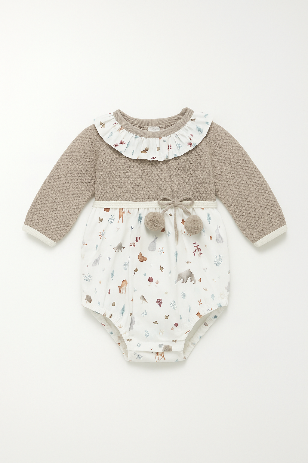 My Deer Baby Romper - Knit Bodice & Printed Cotton