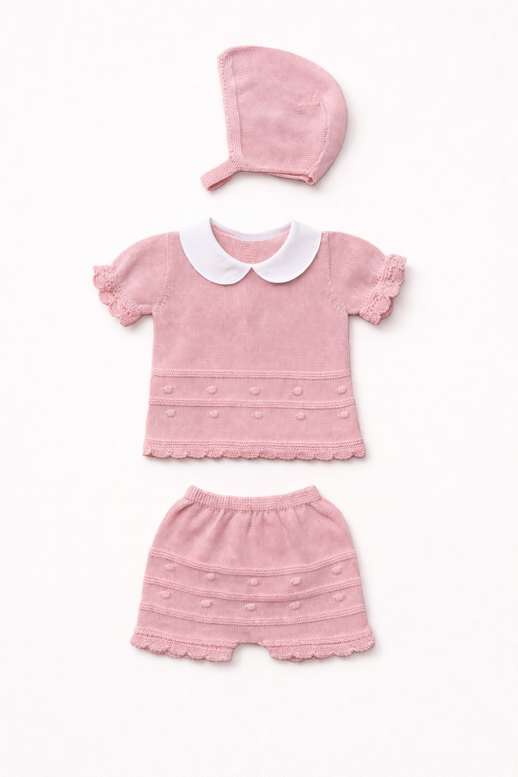 Gloria Baby Knit Set - Blush Pink with Bonnet