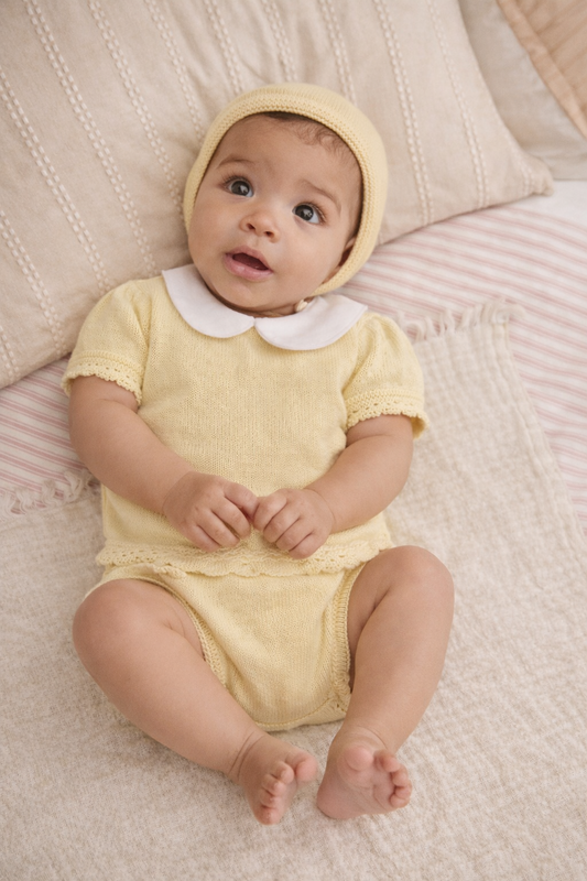 Leo Baby Knit Set - Butter Yellow with Bonnet