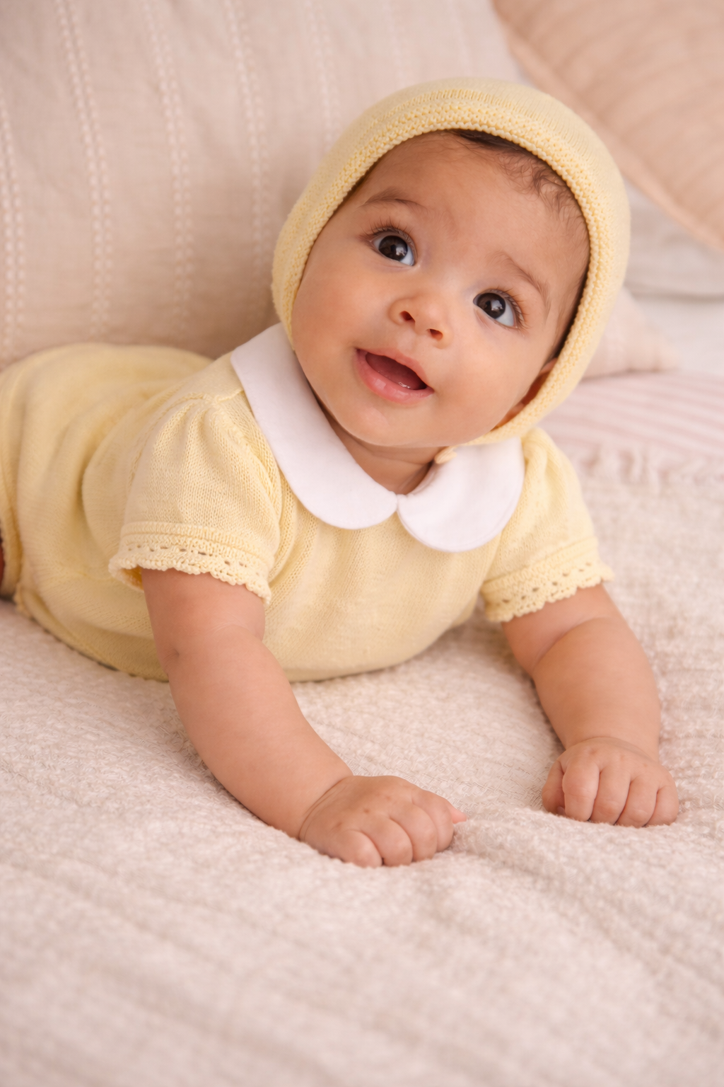 Leo Baby Knit Set - Butter Yellow with Bonnet