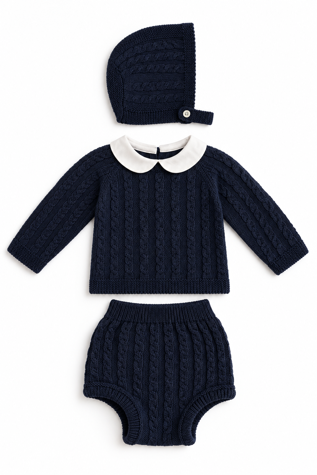 Louis Baby Knit Set - Navy with Bonnet