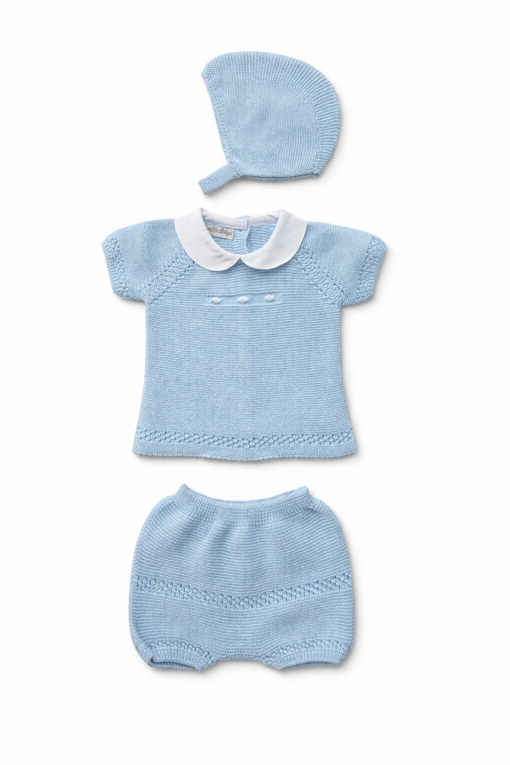 Milo Baby Knit Set - Powder Blue with Bonnet