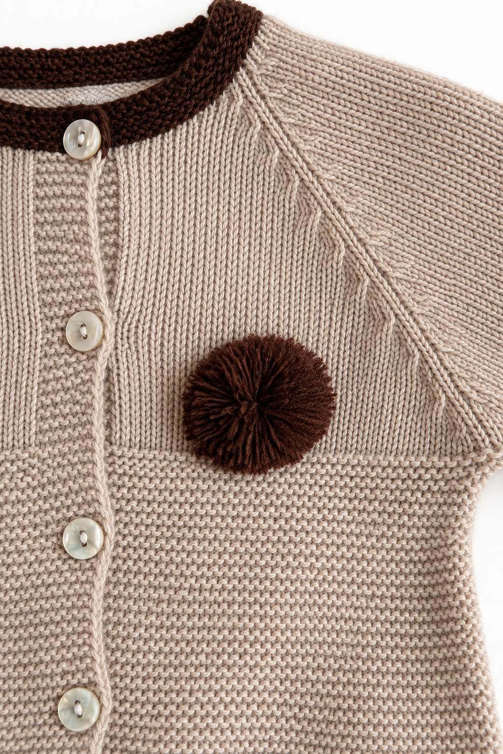 Moca Baby Knit Set - Oatmeal & Chocolate with Bonnet