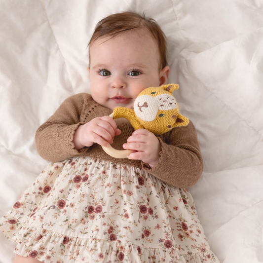 Rosalia Baby Dress - Floral Skirt & Brown-Pink Knit Top