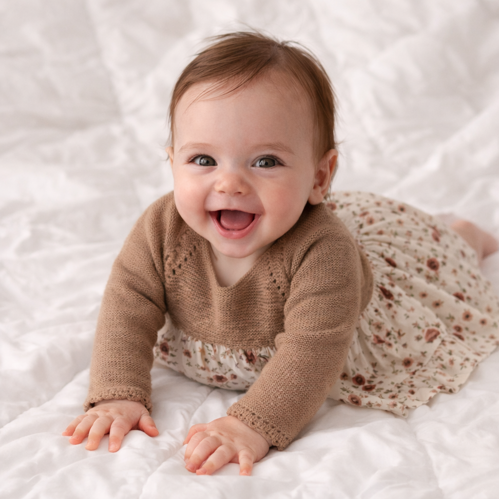 Rosalia Baby Dress - Floral Skirt & Brown-Pink Knit Top