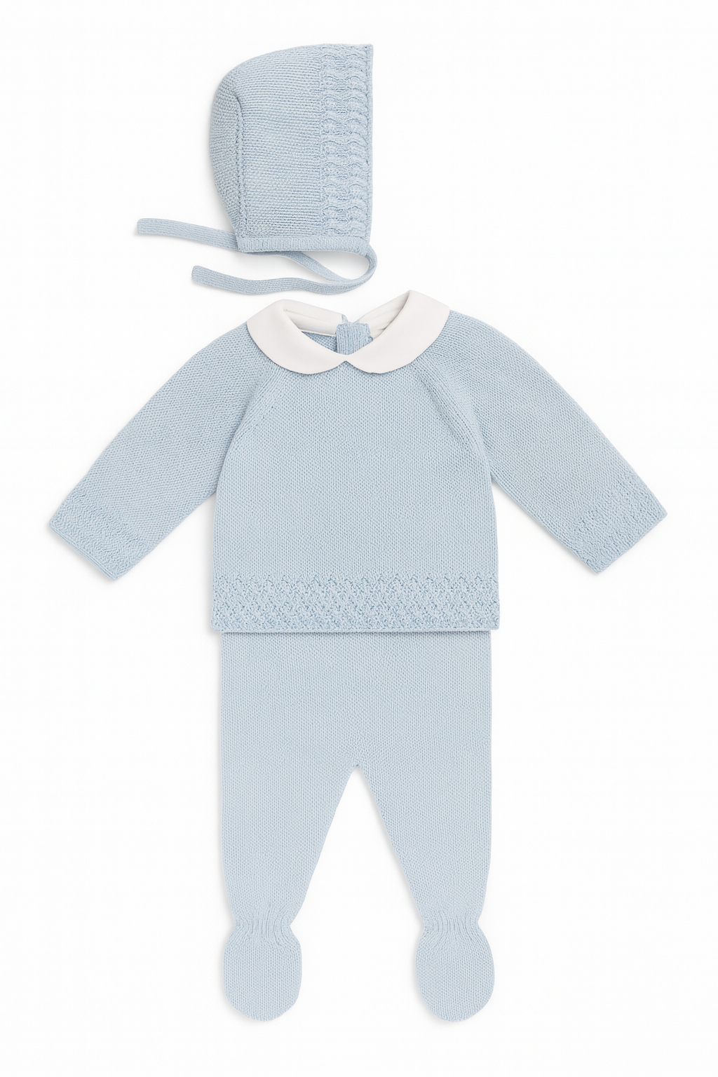 Sintra Baby Knit Set - Powder Blue with Bonnet